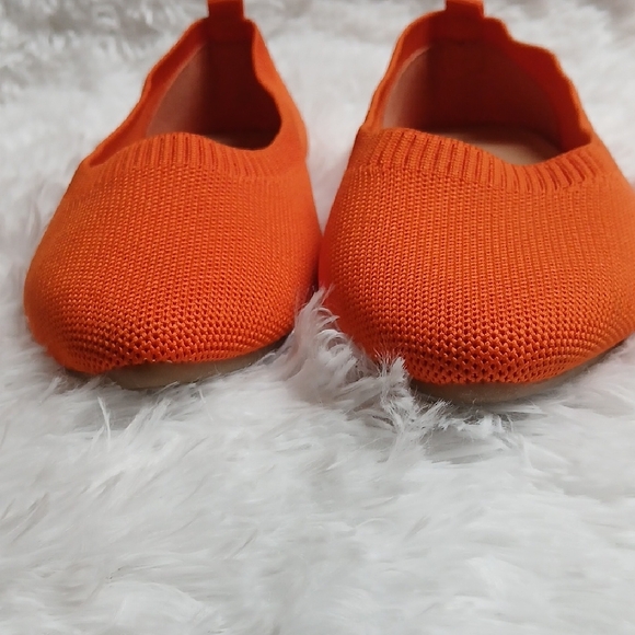 Orange Knit Pointed Toe Casual Bright Everyday Women's Flats - Picture 12 of 13